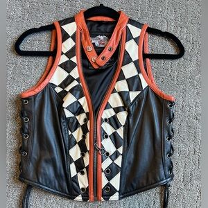 Chocker style ladies Harley Davidson leather vest size small.